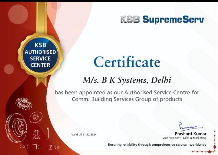 BK Systems Certificate